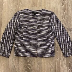 J. Crew Women’s Purple & White Tweed Gold Metallic 3/4 Sleeves Jacket- Size 4